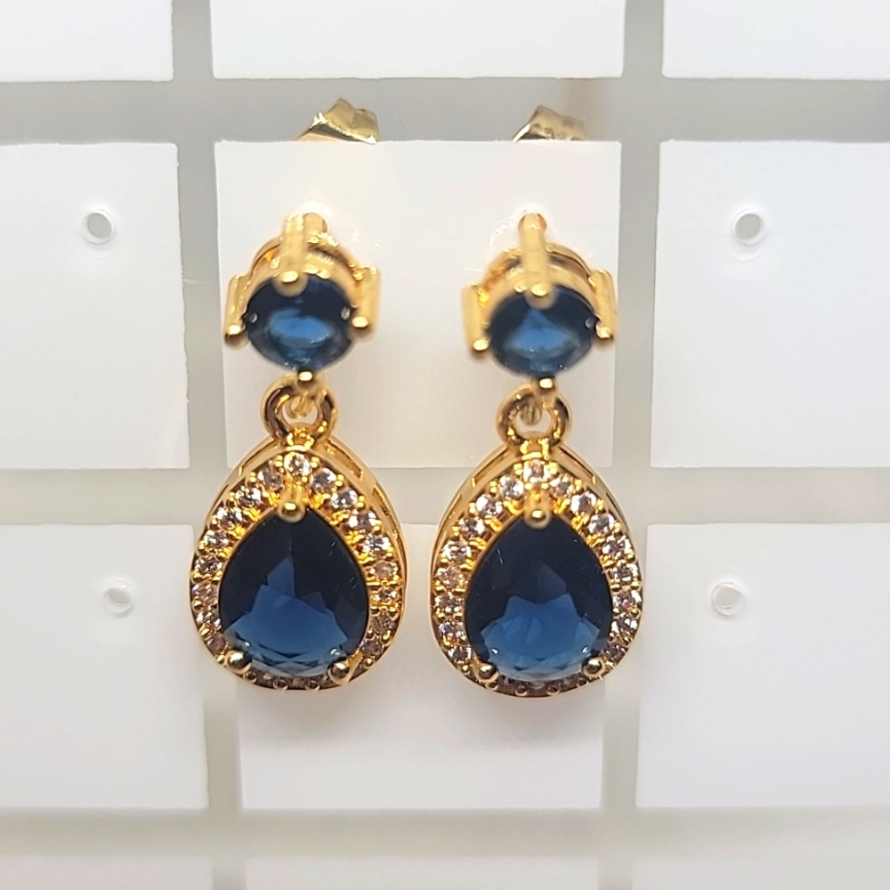 CZ Diamond Blue Earrings